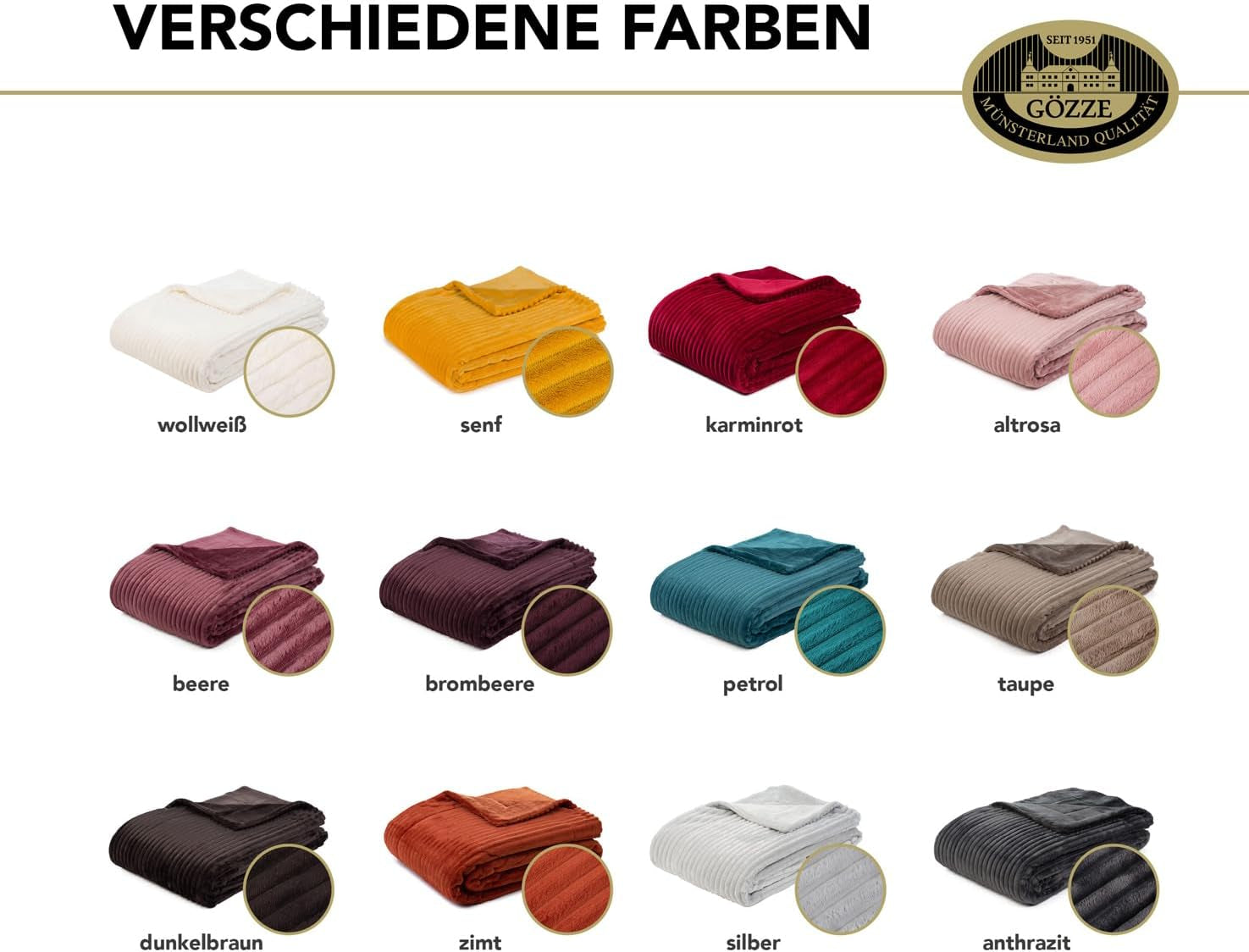 Tapis de salon Gözze aspect velours, 150 X 200 cm, laine blanche, 40067-00-150200 Lits et couvertures Besuche den Gözze-Store