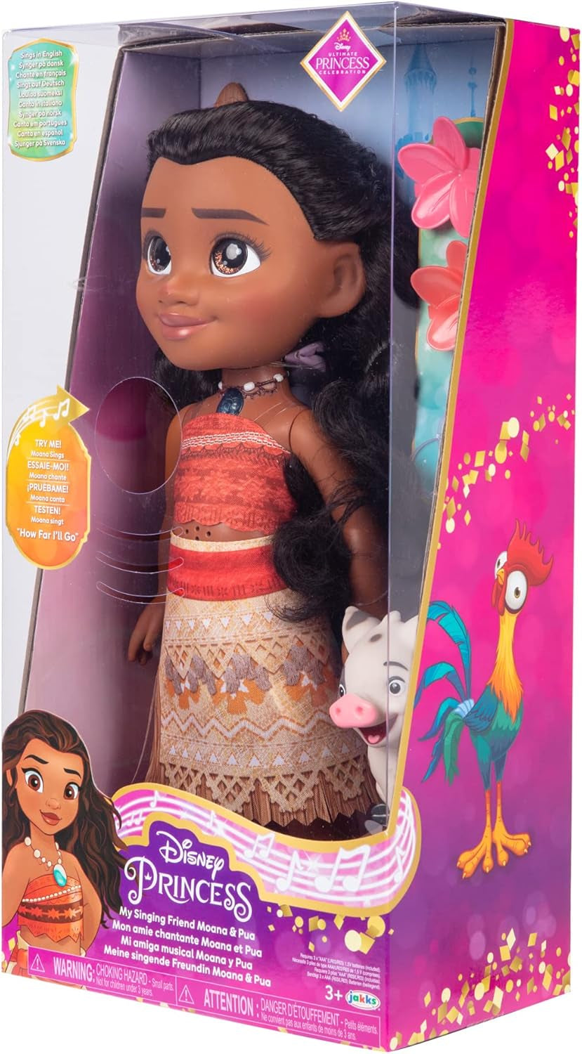 Jakks Pacific Disney Vaiana 2 – Meine singende Freundin – Vaiana-Puppe und HeiHei-Figur, 35 cm groß, offiziell Lizenziertes Disney-Produkt, tolles Geschenk für Vaiana-Fans, ab 3 Jahren