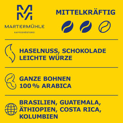 Martermühle Aßlinger Mischung Kaffeebohnen 1kg I Arabica I Saveurs : Haselnuss, Leichte Würze, Schokolade I Ganze Kaffee-Bohnen schonend geröstet, säurearm