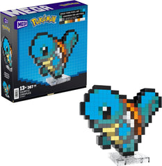 MEGA Pokémon Schiggy - Figurine conçue au look rétro, Pixel Art, 15 cm de large, avec base pour le montage mural, pour les enfants et les adultes, HTH77