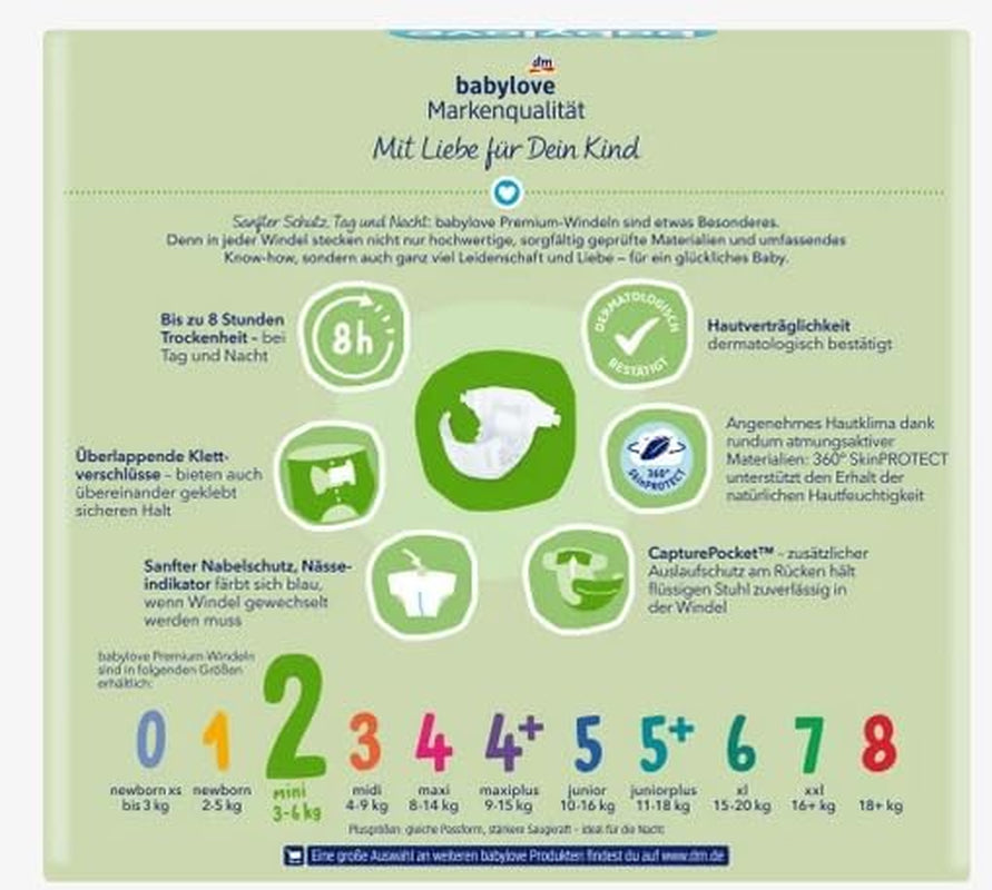 Couches premium taille 2, mini, 3-6 kg, 42 pièces