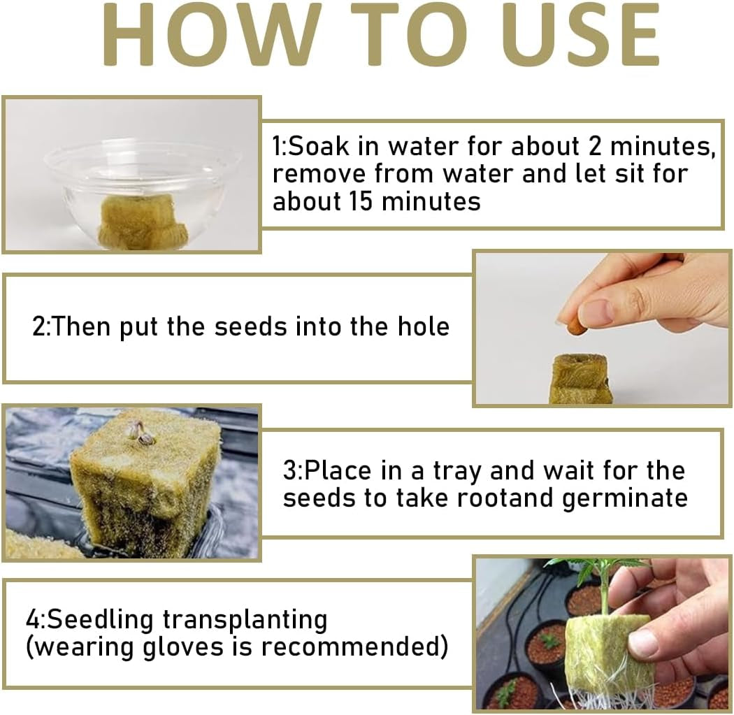 Cubes de semis en laine de roche 28 – Cubes de laine de roche 4 x 4 x 4 cm – Cubes de semis, cubes de laine de roche, systèmes de semis hydroponiques/plantes clonées/projets scolaires, culture de semis sans terre