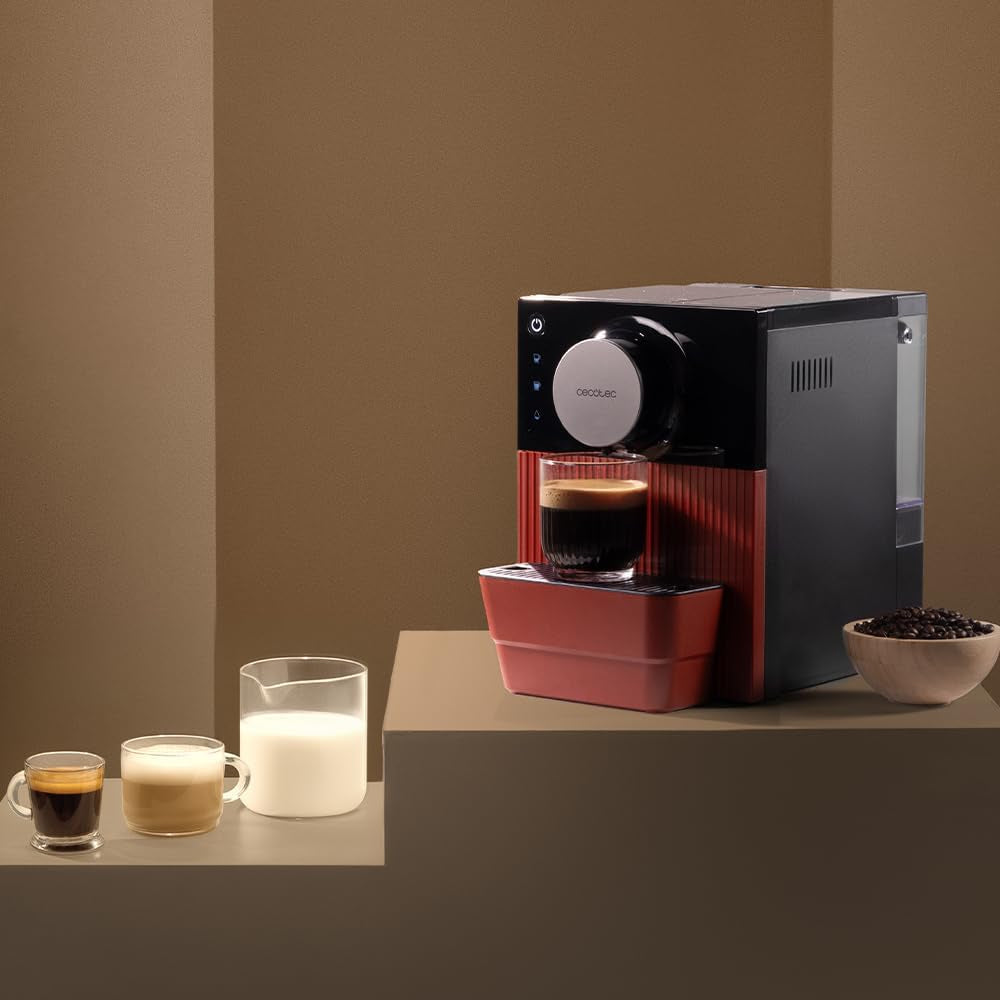 Machine à expresso compacte Cecotec Cremmaet Cube, 1350 W, système de pressage 10 g, système de pré-infusion, 19 bars, système thermobloc, 5 réglages de mouture, panneau de commande tactile