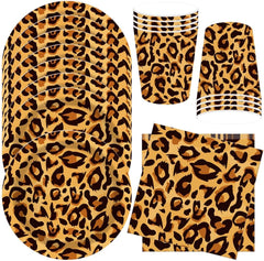 Motif léopard Party Geschirr Kindergeburtstag Deko Geburtstag Party Geschirr Dschungel Pappteller Becher Servietten Babyparty Tischdeko Set