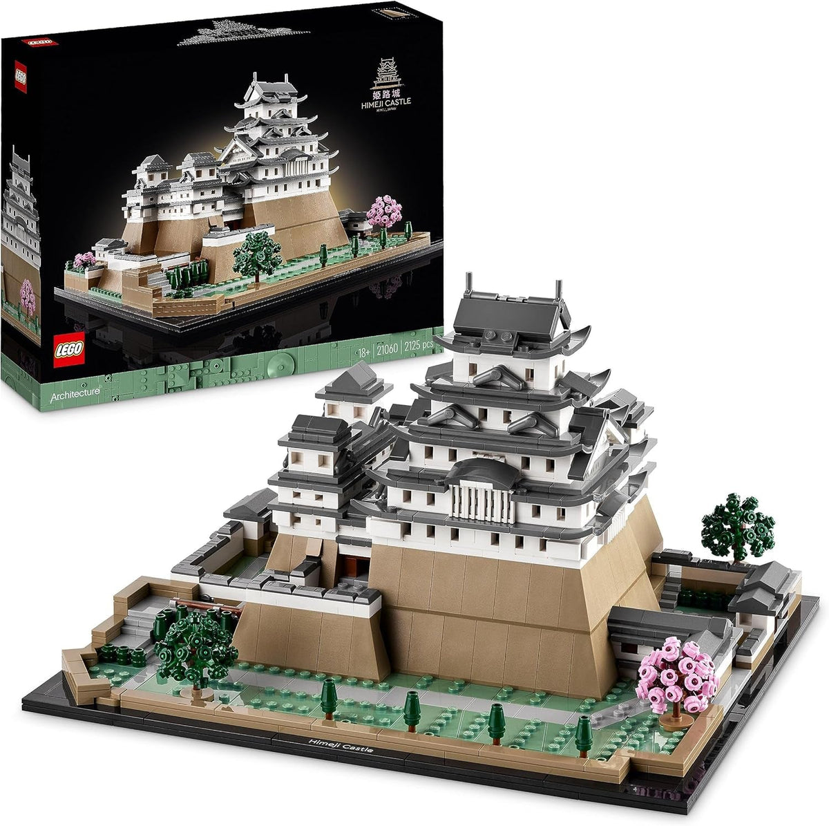 LEGO Architecture Kit de modèle du château de Himeji pour adultes Collection Landmark Ensemble de fans de jardinage créatif et de culture japonaise avec arbre en fleurs de cerisier Cadeau pour lui et elle 21060 Ensembles de construction Besuche den LEGO-Store Single