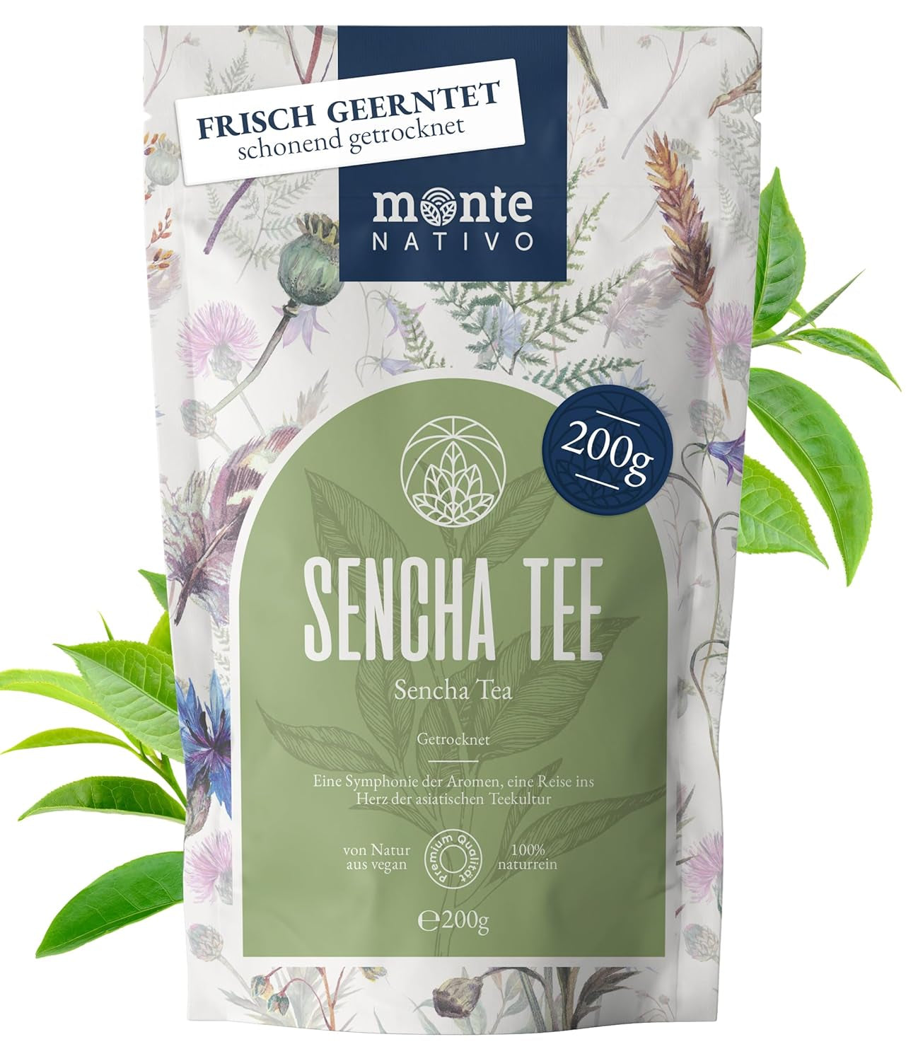 Poudre de matcha de cérémonie Monte Nativo (40 g) - parfaite pour le thé matcha, les lattés et les smoothies - thé vert du Japon - qualité cérémonielle, dans une boîte en métal - 100% pur, sans gluten, finement moulu