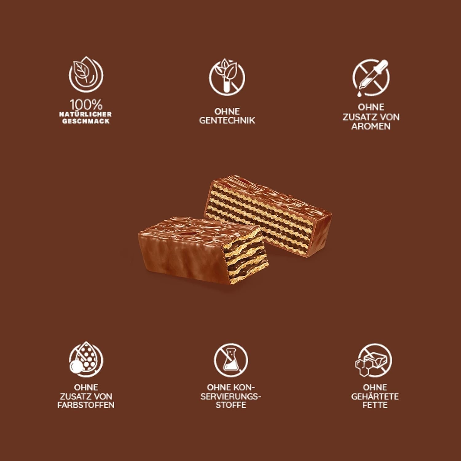 Loacker Gardena (Chocolat) • Gaufrettes recouvertes de chocolat au lait et fourrées à la crème fine au chocolat • Biscuits gaufrettes, grand paquet (25 x 38g)