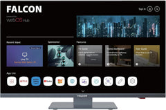 Televizor LED Falcon Full HD de 22 de inci cu LG WebOS SMART WiFi, potrivit pentru camping/autorulote (12V/24V), DVD player, Bluetooth, HDMI, USB, Paramount Plus, Magenta, Netflix, Prime Video, Disney Plus, DAZN și streaming IPTV