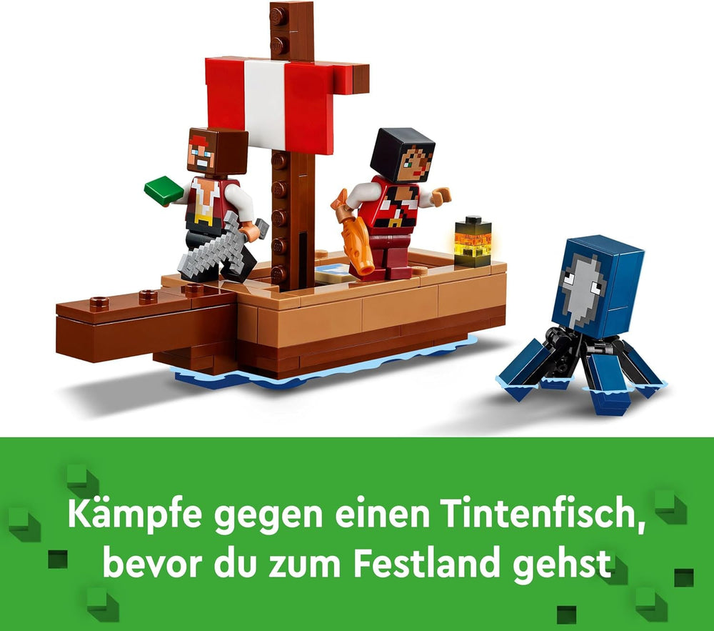 LEGO Minecraft Le bateau pirate Voyage Figurine de pirate calamar et chameau Jouet de construction de bateau Jeu de rôle Cadeau pour garçons et filles de 8 ans 21259 Ensembles de construction Besuche den LEGO-Store