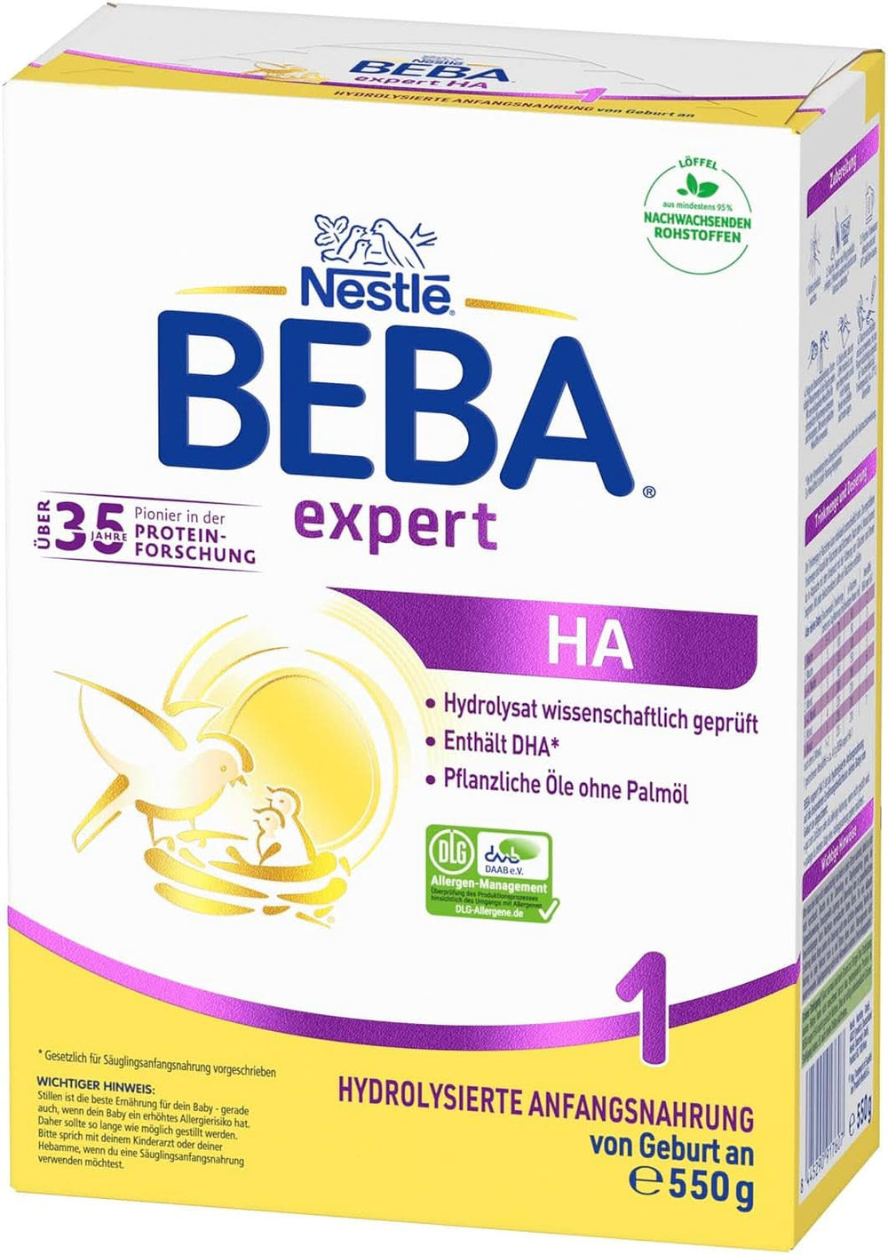 BEBA Expert HA 1 Hydrolysierte Anfangsnahrung, Säuglingsnahrung Von Geburt An, 6Er Pack (6 X 550G) Mama si Copilul Naty Shop