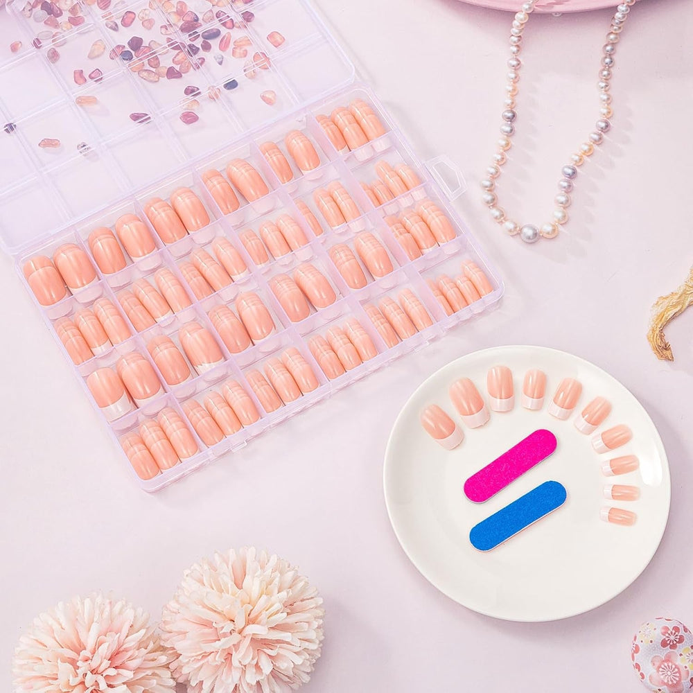 Faux ongles français rectangulaires moyens, 360 pièces, faux ongles naturels, à faire soi-même, avec lime à ongles, pour dames et femmes