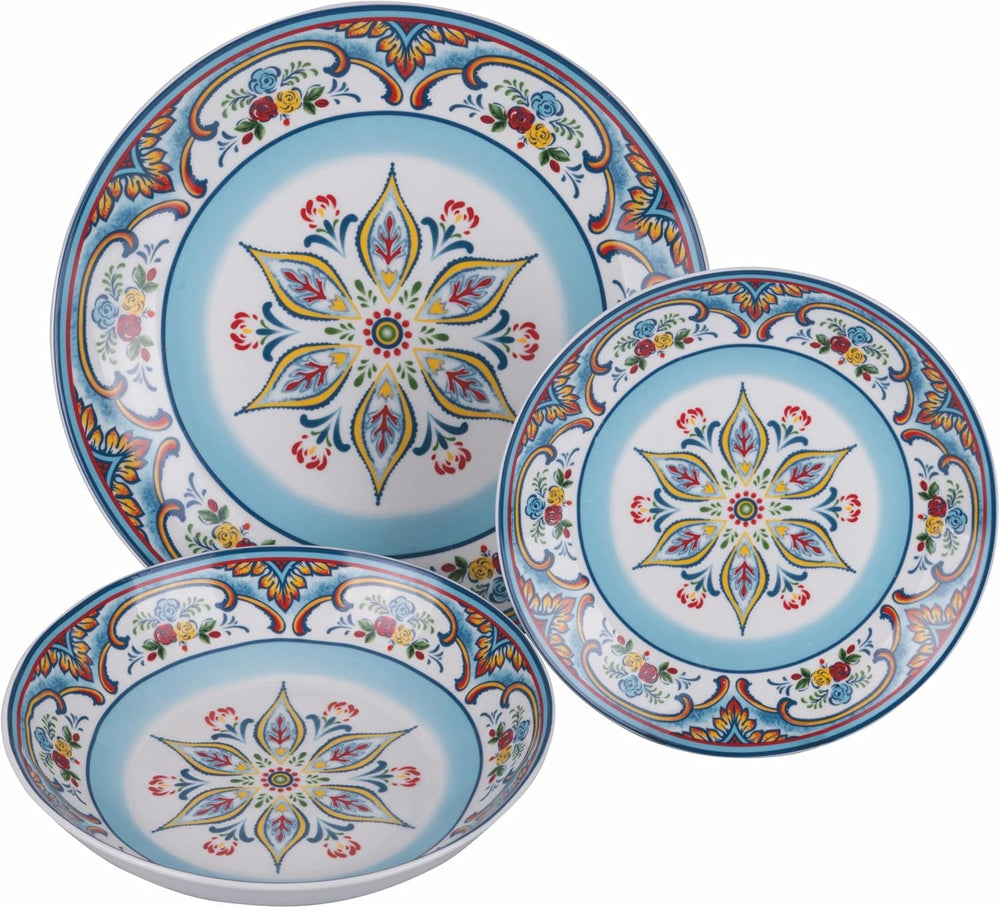 Service de table en porcelaine 18 pièces, 6 ensembles d'assiettes différents, Andalousie
