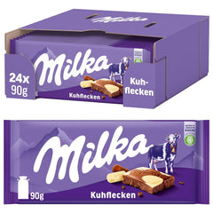 Milka Cow Spots – Chocolat au lait alpin avec chocolat blanc au design Cow Spot – 24 x 90 g