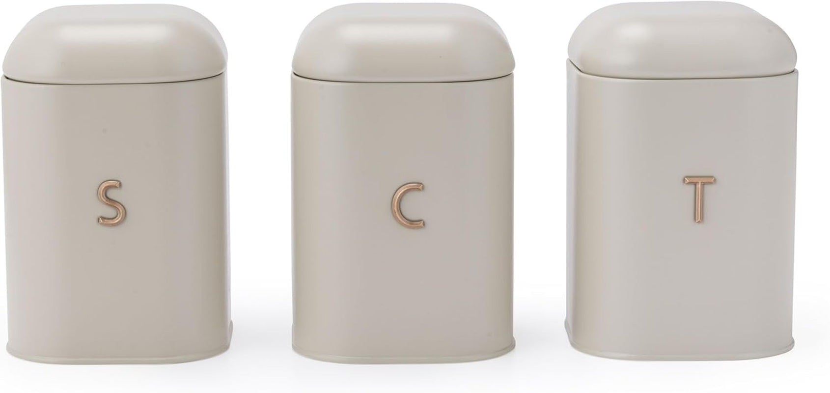 SALTER BW13729EU7 Ensemble de récipients pour thé, café et sucre – Conteneurs de rangement pour comptoir de cuisine, conteneurs de marquage en acier au carbone