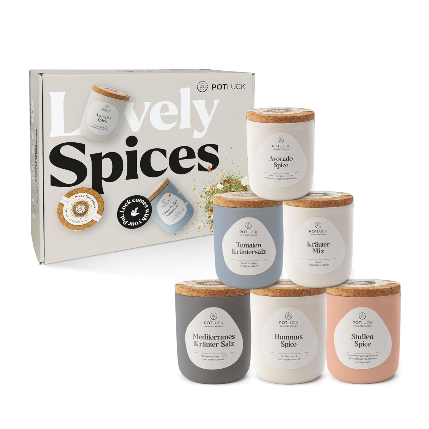 Repas-partage | Ensemble 6er Amateur de Salade | Gewürzmischungen im Keramiktopf | Végétalien, sans gluten et avec des ingrédients naturels