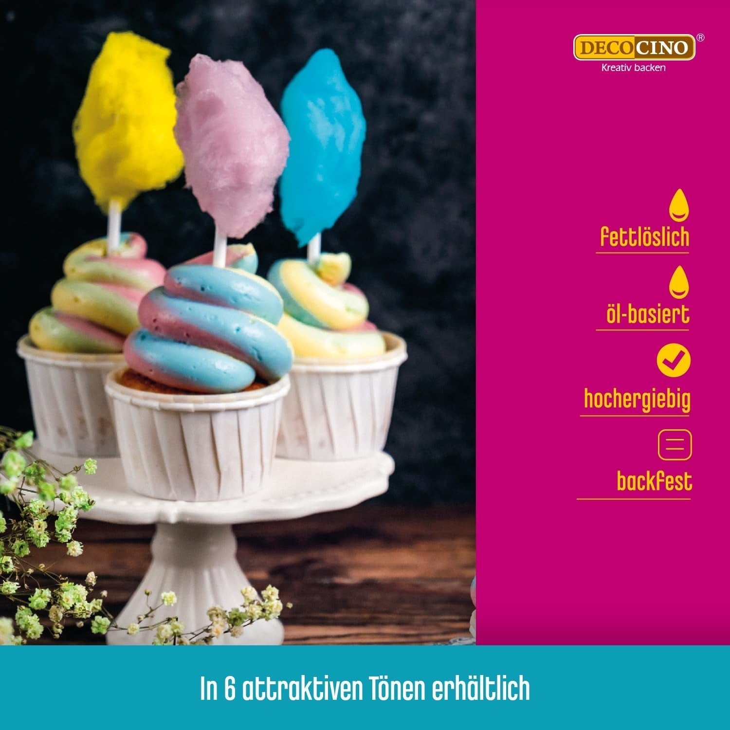 DECOCINO Pâte colorante liposoluble jaune - 15 g - Colorant alimentaire à base d'huile, idéal pour colorer le chocolat, la crème au beurre, le fondant ou la pâte à biscuits