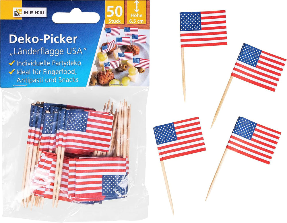 HEKU 191 pièces. USA Party Set I Assiettes en Carton Ø23Cm, Gobelets Rouges, Serviettes 3 Épais 33X33Cm, Sélecteur de Décoration, Chaîne Fanion 10M I Parfait pour les soirées à thème et les fêtes nationales