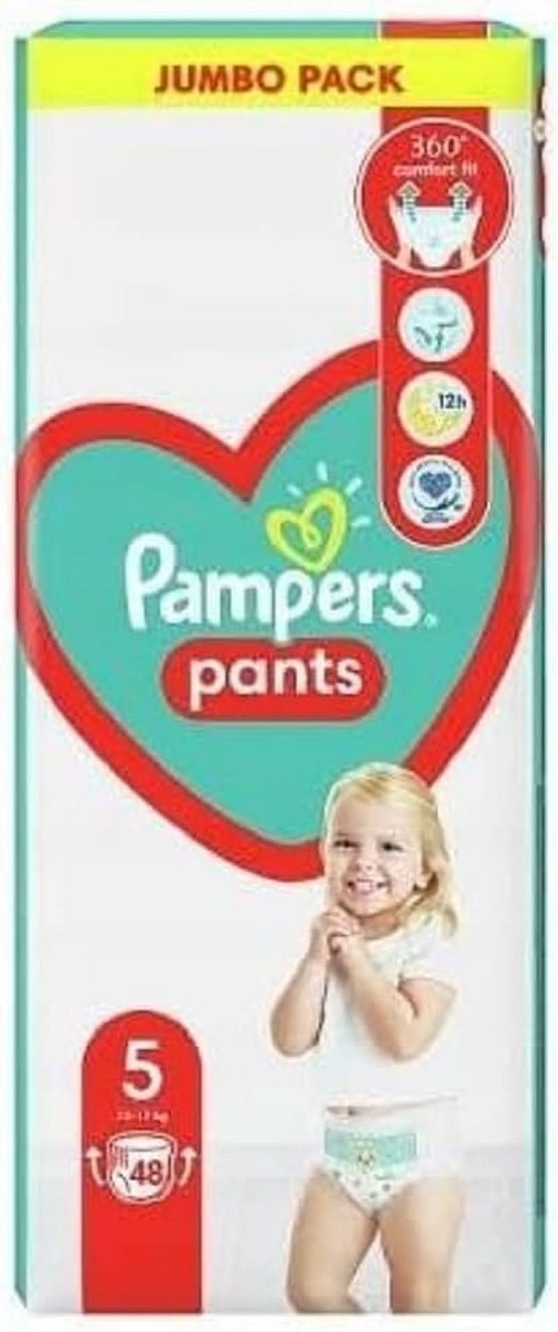 Couches Pampers Pants taille 5 (12-17 kg), 48 pièces, Protection et confort Pampers en couches faciles à appliquer Mère et Enfant Naty Shop