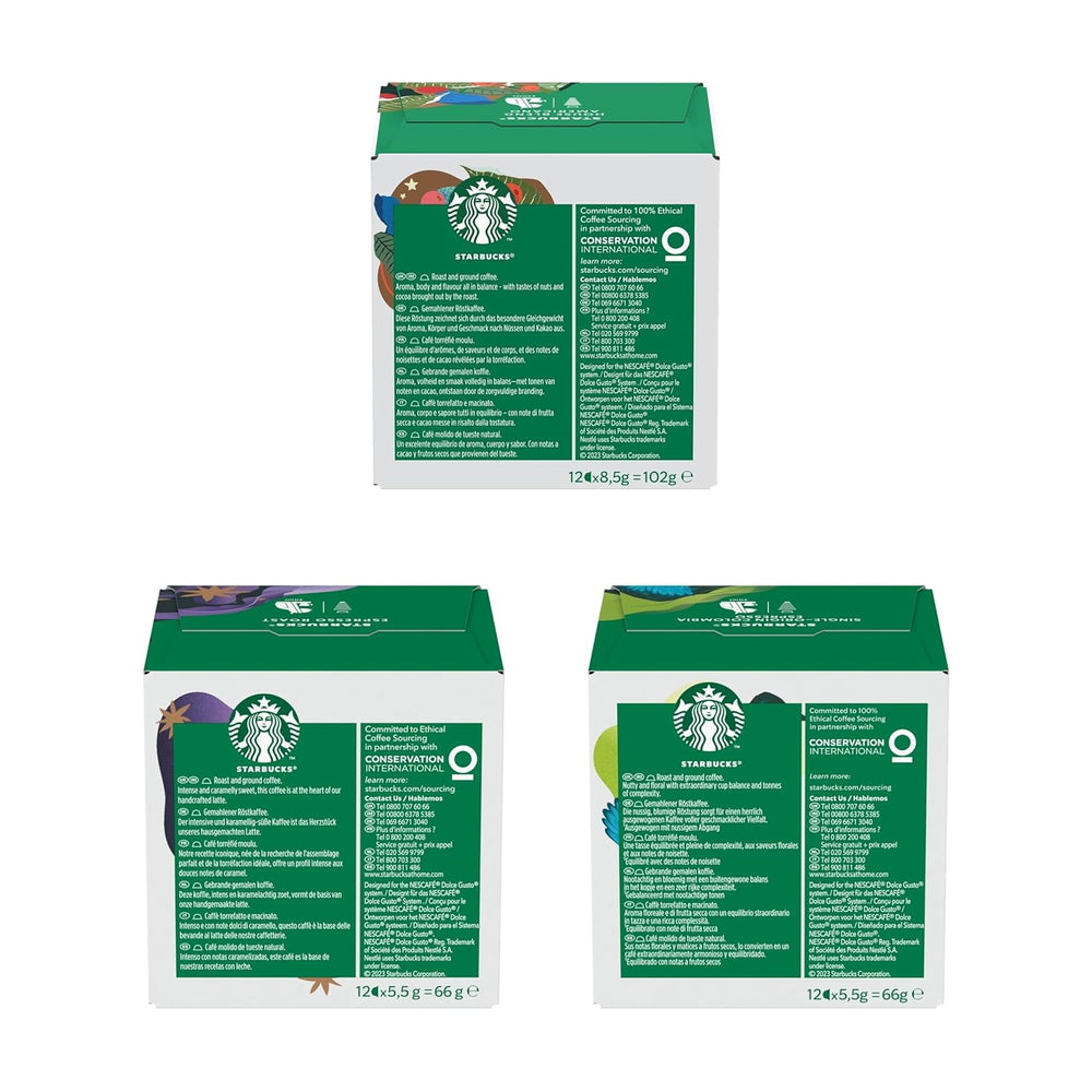 STARBUCKS Probierset, Espresso-Varianten by Nescafé Dolce Gusto Kaffeekapseln 6 x 12 (72 Kapseln) - Exclusif bei Amazon