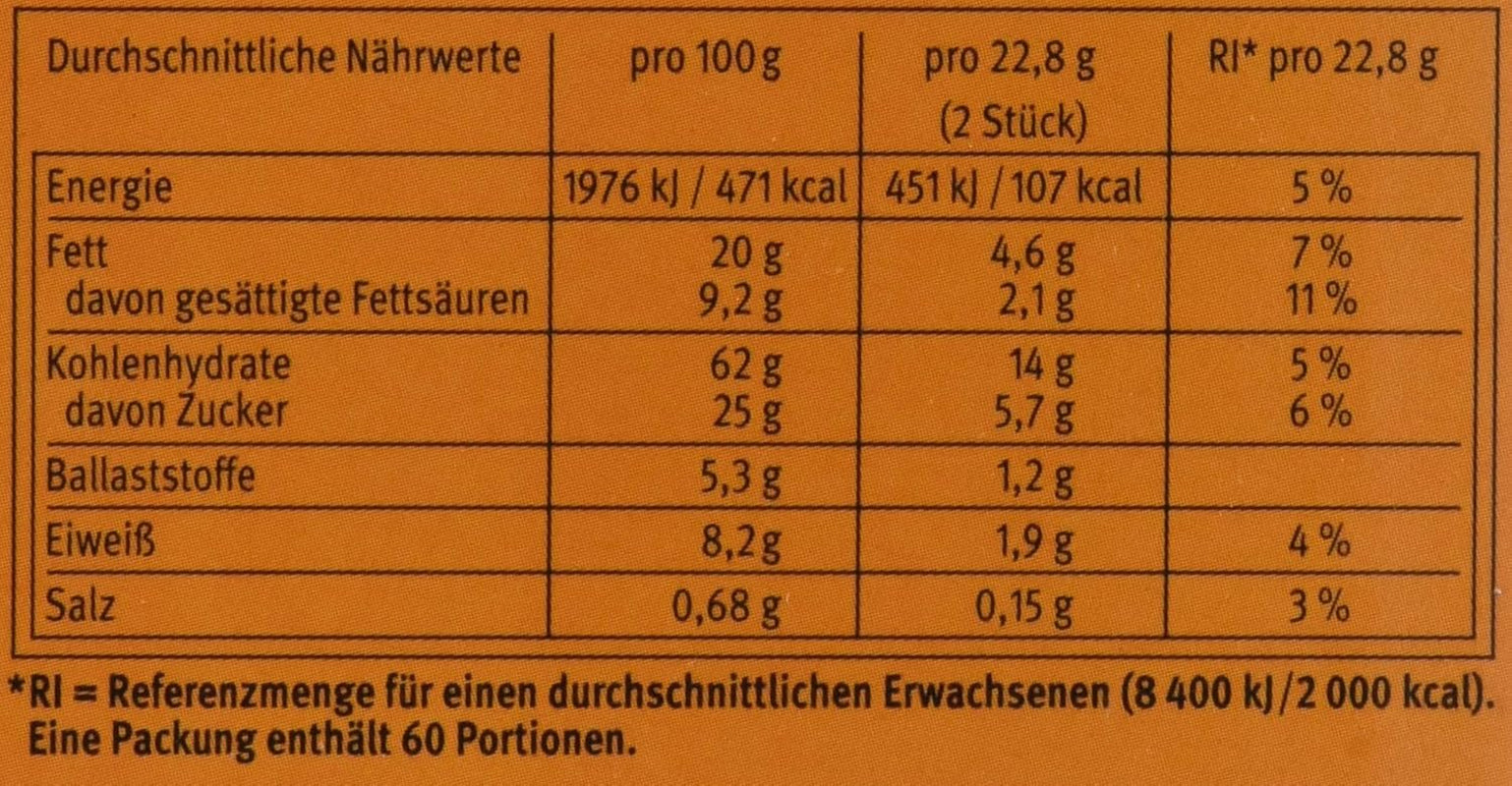 Brandt Hobbits Crunchy - Paquet de 2 - Boîte de restauration de 60 paquets - Biscuits à grains entiers à l'avoine à haute teneur en fibres (60 x 22,8 g)