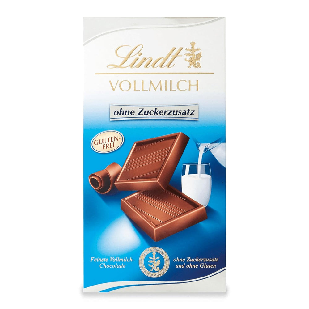 Chocolat au lait Lindt sans sucre ajouté | Barre 100g | Le meilleur et sans gluten | Cadeau chocolat