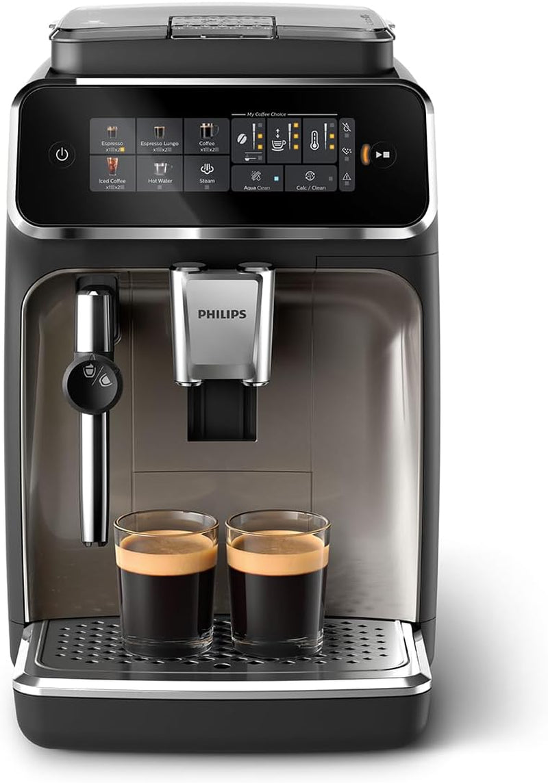 Machine à expresso automatique PHILIPS série 2200 - 2 spécialités de café, écran tactile, mousseur à lait classique, moulin en céramique, noir mat (EP2220/10)