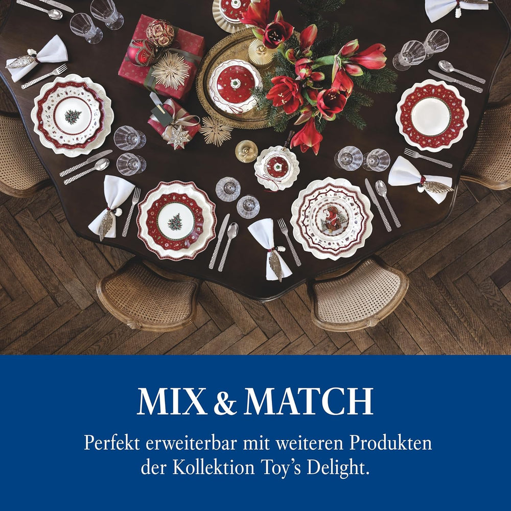 Villeroy & Boch - Service à sauce Toy's Delight, 4 pièces, plateau de service avec bols, ensemble de bols à sauce de Noël, décoration de table jouet, plateau de service, bols, vaisselle de Noël, porcelaine premium