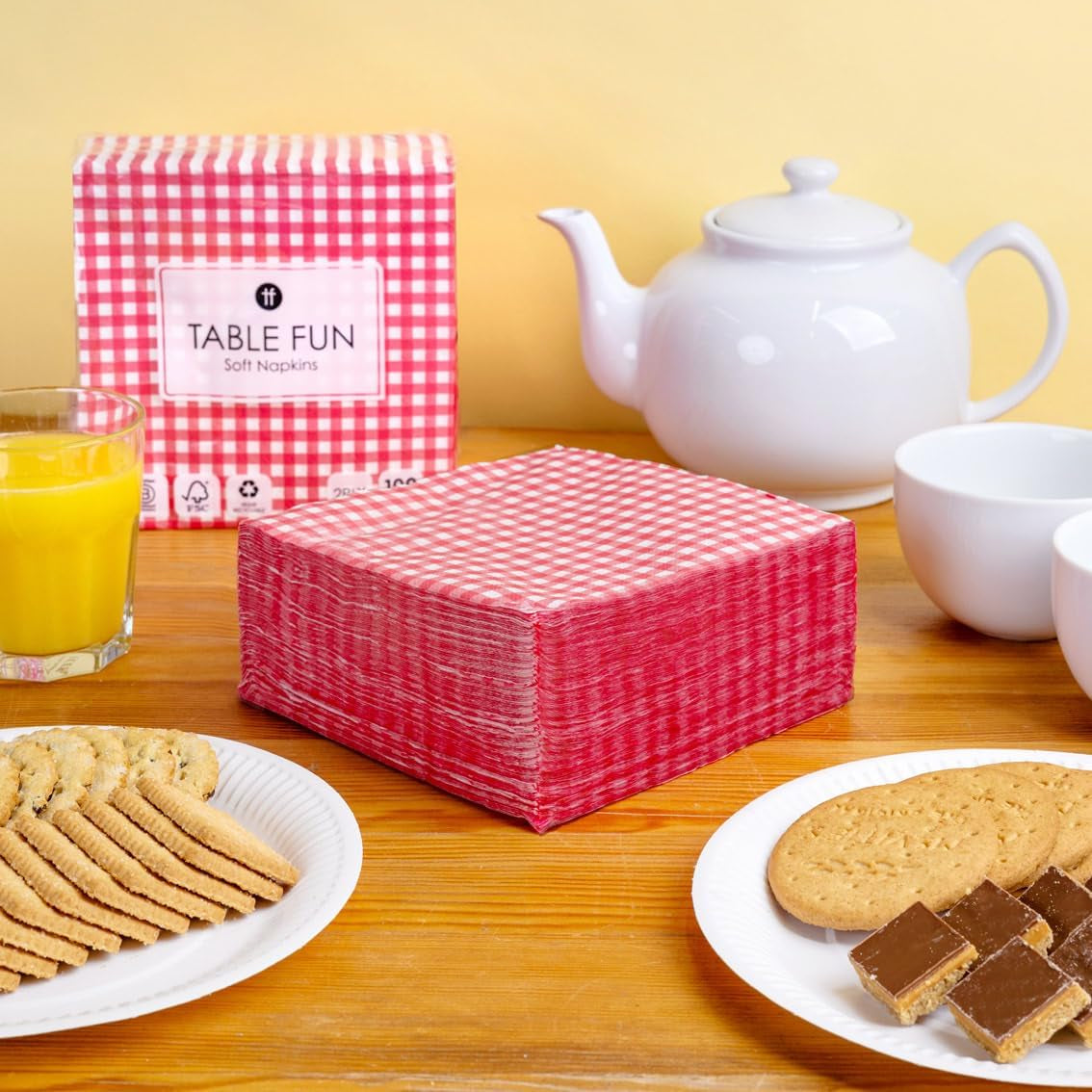 Talking Tables Lot de 100 serviettes en papier souple jetables pour anniversaires, mariages, service de table, Noël, restauration, fabriquées en UE, 2 épaisseurs, 33 cm