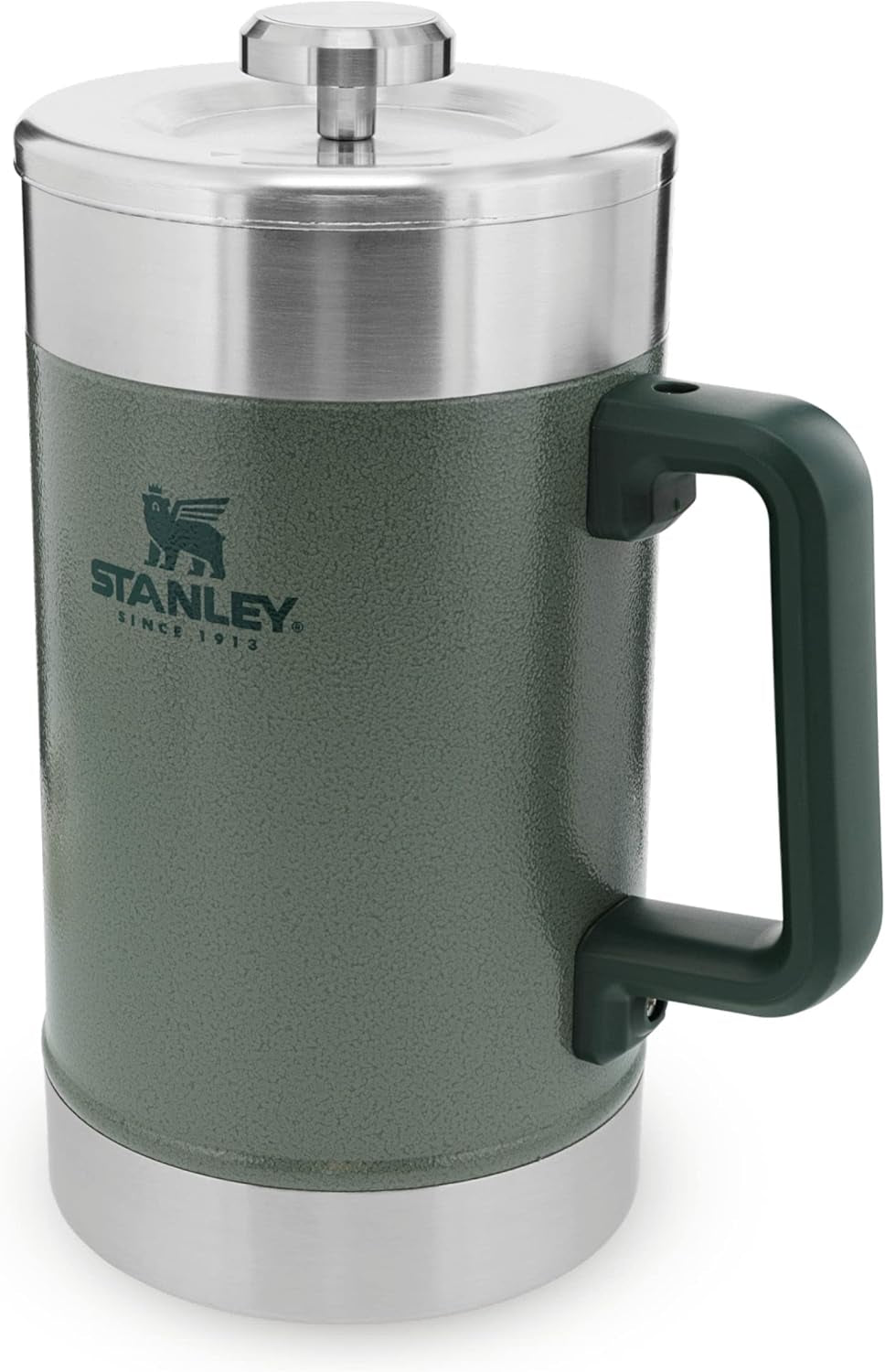STANLEY Classic Stay Hot Coffee Press 1,4 L Hammertone Green - Garde le café chaud pendant 4 heures - Sédiment minimal - Presse à café intégrée en acier inoxydable - Sans BPA - Passe au lave-vaisselle