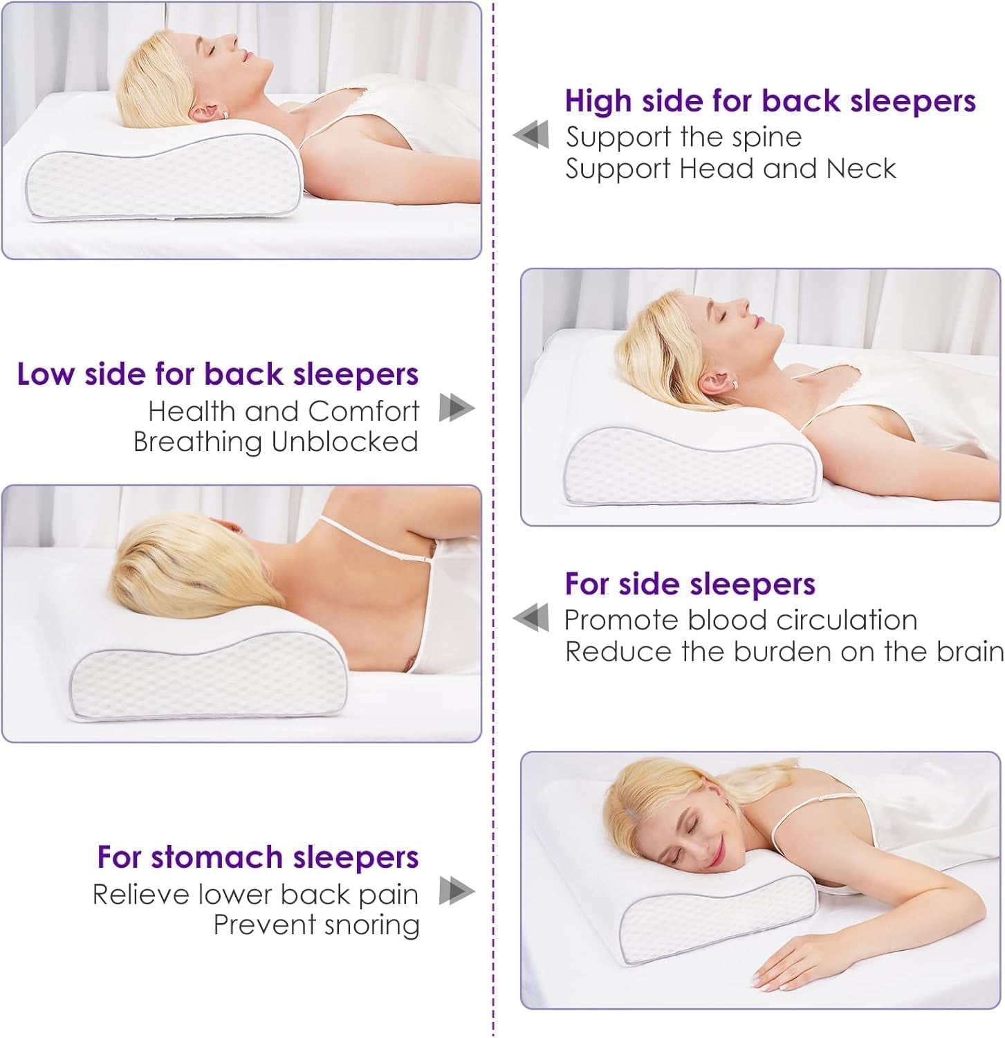 BDTFO Oreiller orthopédique en mousse à mémoire de forme pour douleurs cervicales, soutien du cou pour le dos, le ventre, dormeur latéral avec housse lavable et respirante à fermeture éclair Oreillers orthopédiques cervicaux Naty Shop