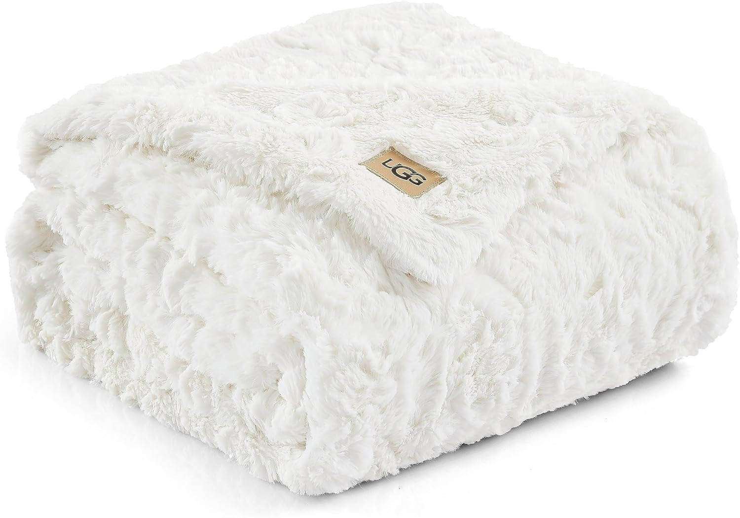 UGG Adalee 10483 Soft Faux Fur Throw Blanket, Reversible, Luxurious, Cosy, Fluffy, Fluffy, Hotel Style, Boho, Home Decoration, Soft, Luxurious, Comfortable Blankets For Couch, 178 X 127 Cm, Paturi si Cuverturi UGG Fildeș