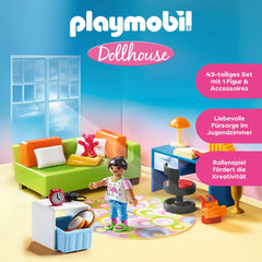 PLAYMOBIL Dollhouse 70209 Chambre de jeunesse avec figurine de fille et accessoires, à partir de 4 ans