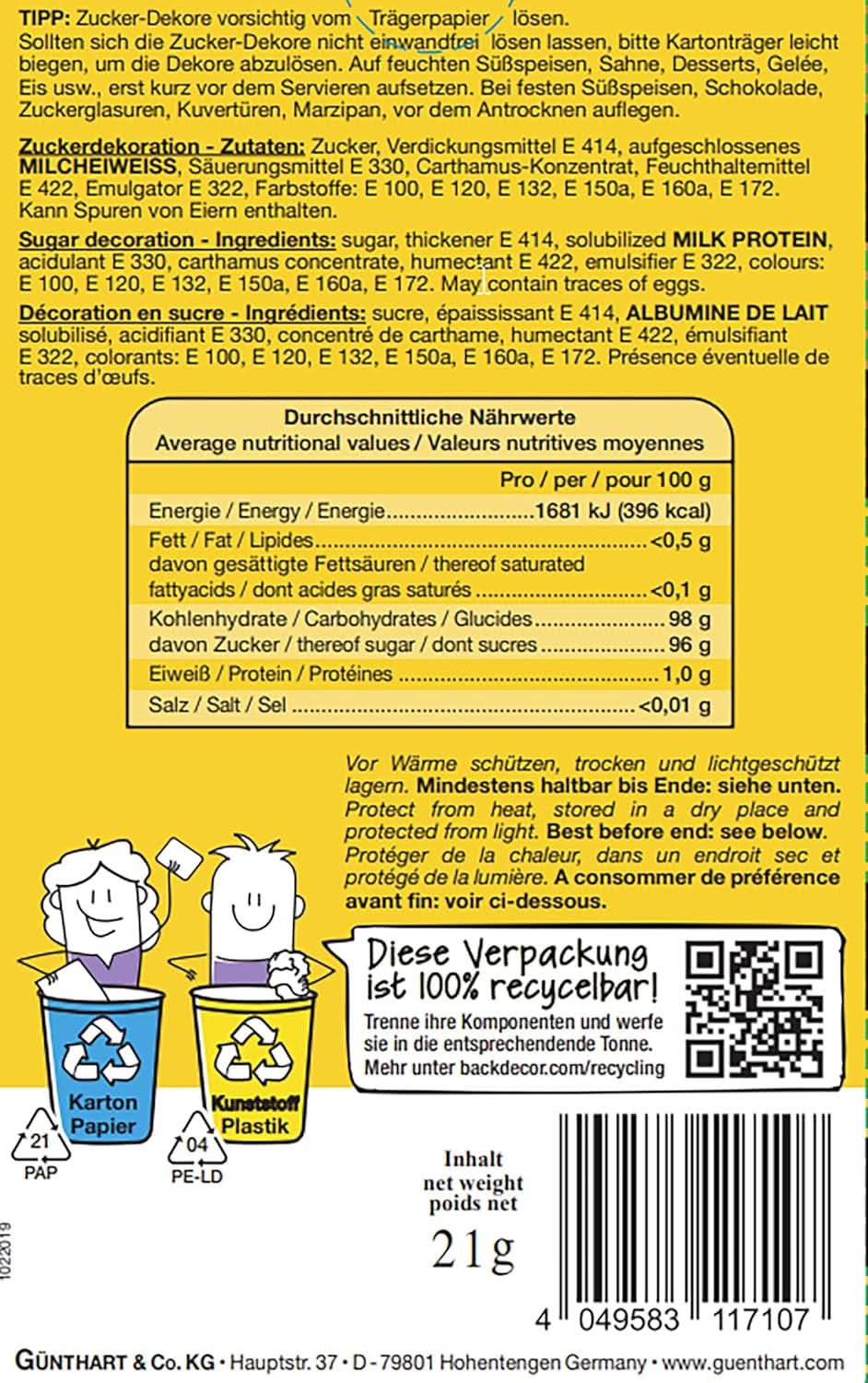 Günthart Backdecor 12 Joueurs de football et ballons de football en sucre, 21 grammes Naty Shop