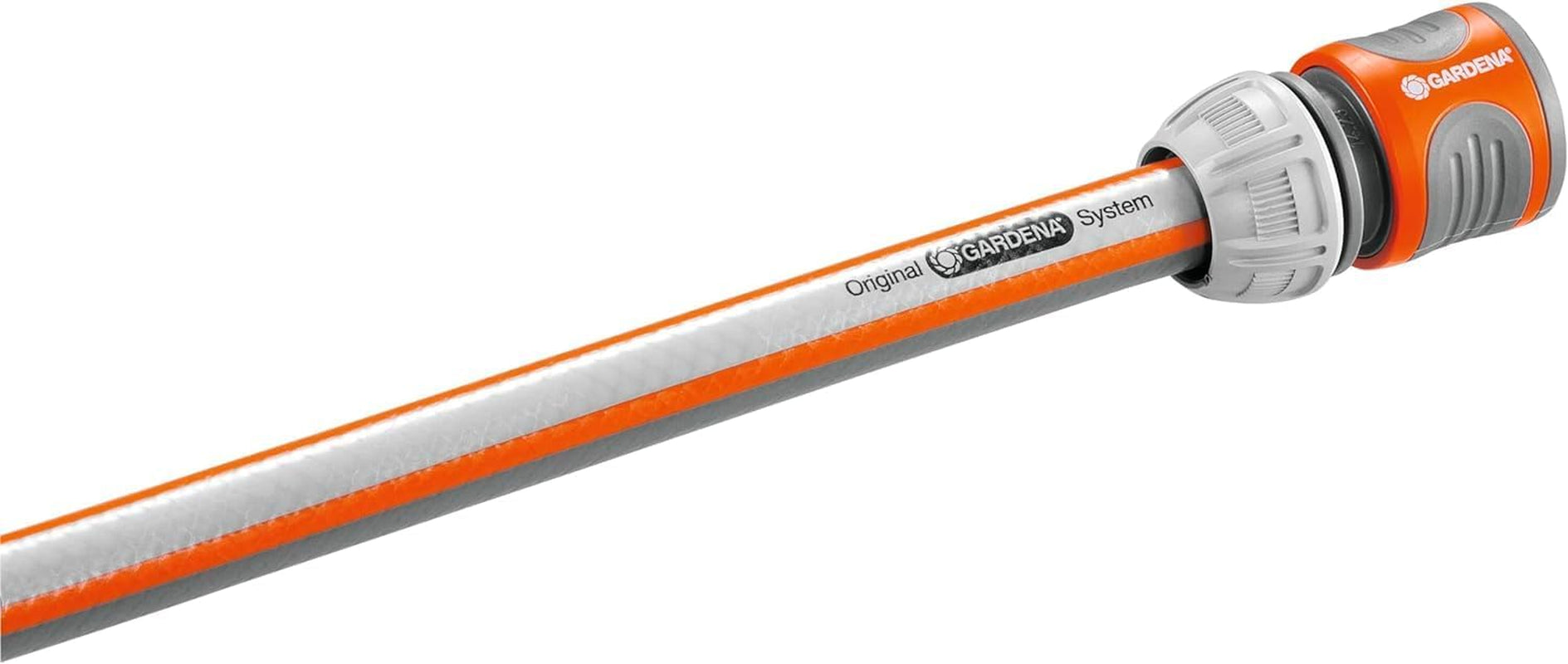 Raccord de tuyau Gardena 13 mm (1/2") et 15 mm (5/8") : connecteur enfichable pour extrémité de tuyau, évidements pour le serrage, montage facile, dans une boîte (18215-20)