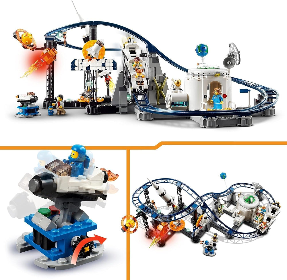 LEGO 31142 Creator Kit de jouets de montagnes russes spatiales 3 en 1 pour enfants avec chariots de travail, se transforme en tour à chute libre ou en carrousel avec des fusées et des briques lumineuses. Besuche an LEGO-Store