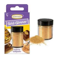 Günthart Backdecor Poudre d'or – Paillettes comestibles, poudre colorante alimentaire, paillettes pour boissons – Petites paillettes avec poussière d'or pour les amateurs de pâtisserie, 1 paquet (1 x 7 g)