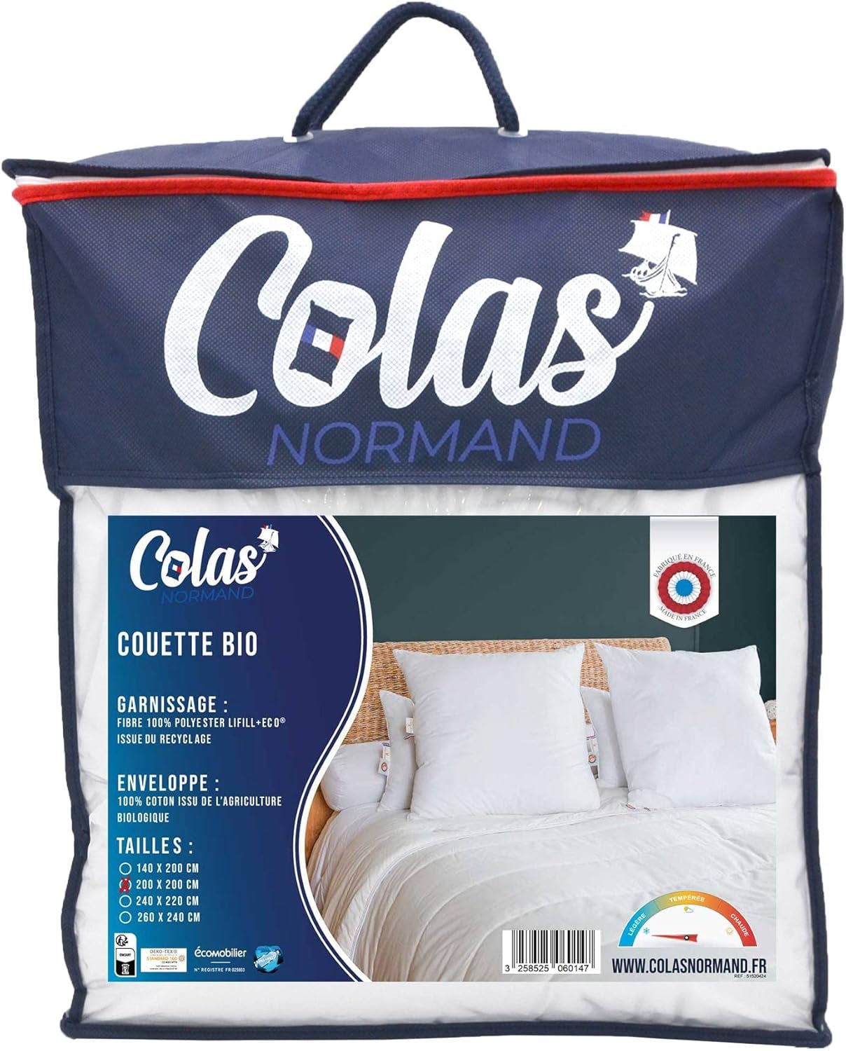 COLAS NORMAND | Couette légère, 200 X 200 cm, coton biologique, garnissage recyclé Couettes et quilts Naty Shop Titre par défaut