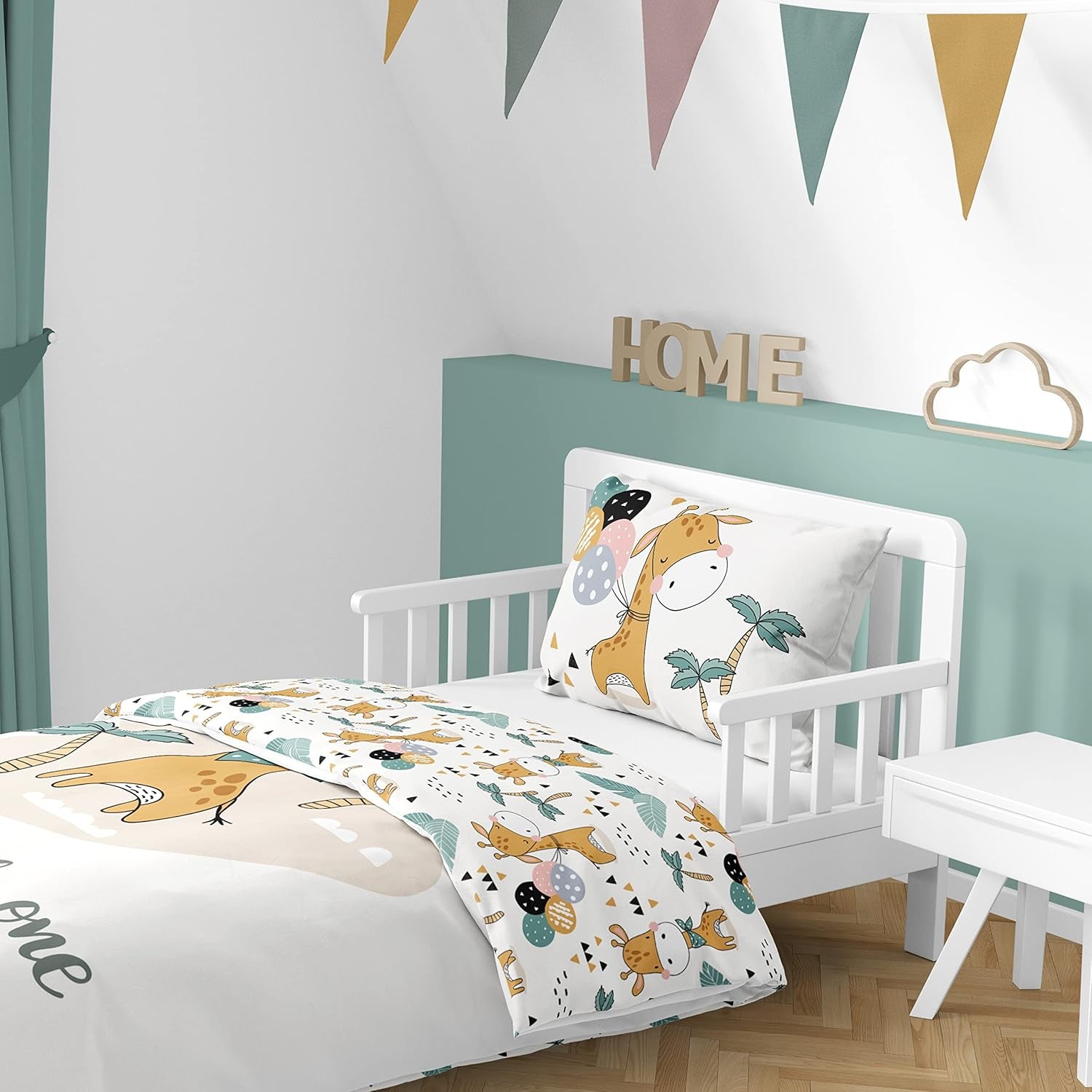 Linge de lit garçon, motifs variés, 100% coton Linge de lit - enfant Naty Shop Girafe