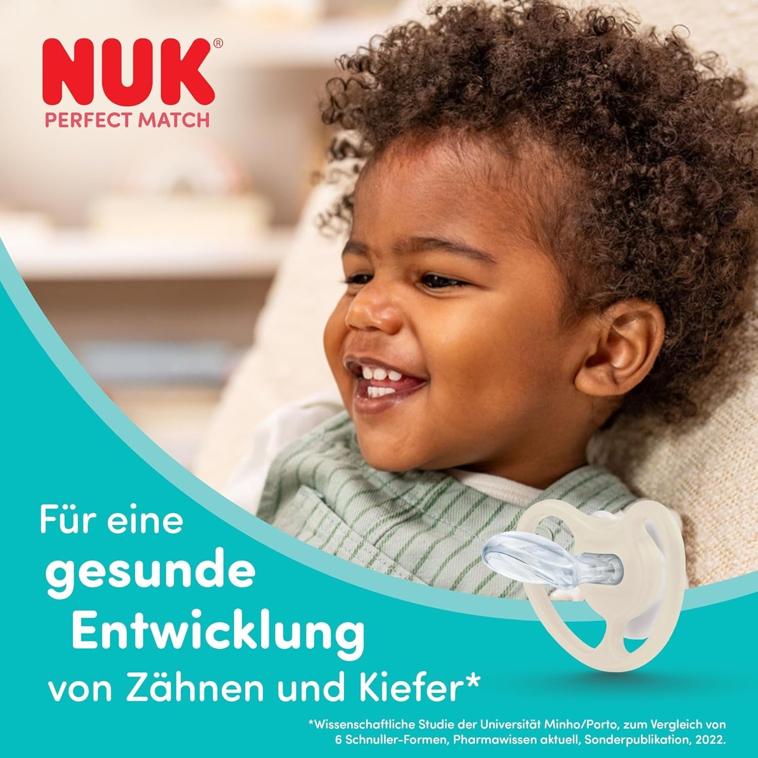 Sucettes NUK Perfect Match Air pour bébés | 6-18 mois | Sucettes orthodontiques qui favorisent la circulation de l'air et préviennent les éruptions cutanées causées par la salive | 95 % d'acceptation par les bébés** | Zèbre/Léo | Paquet de 2