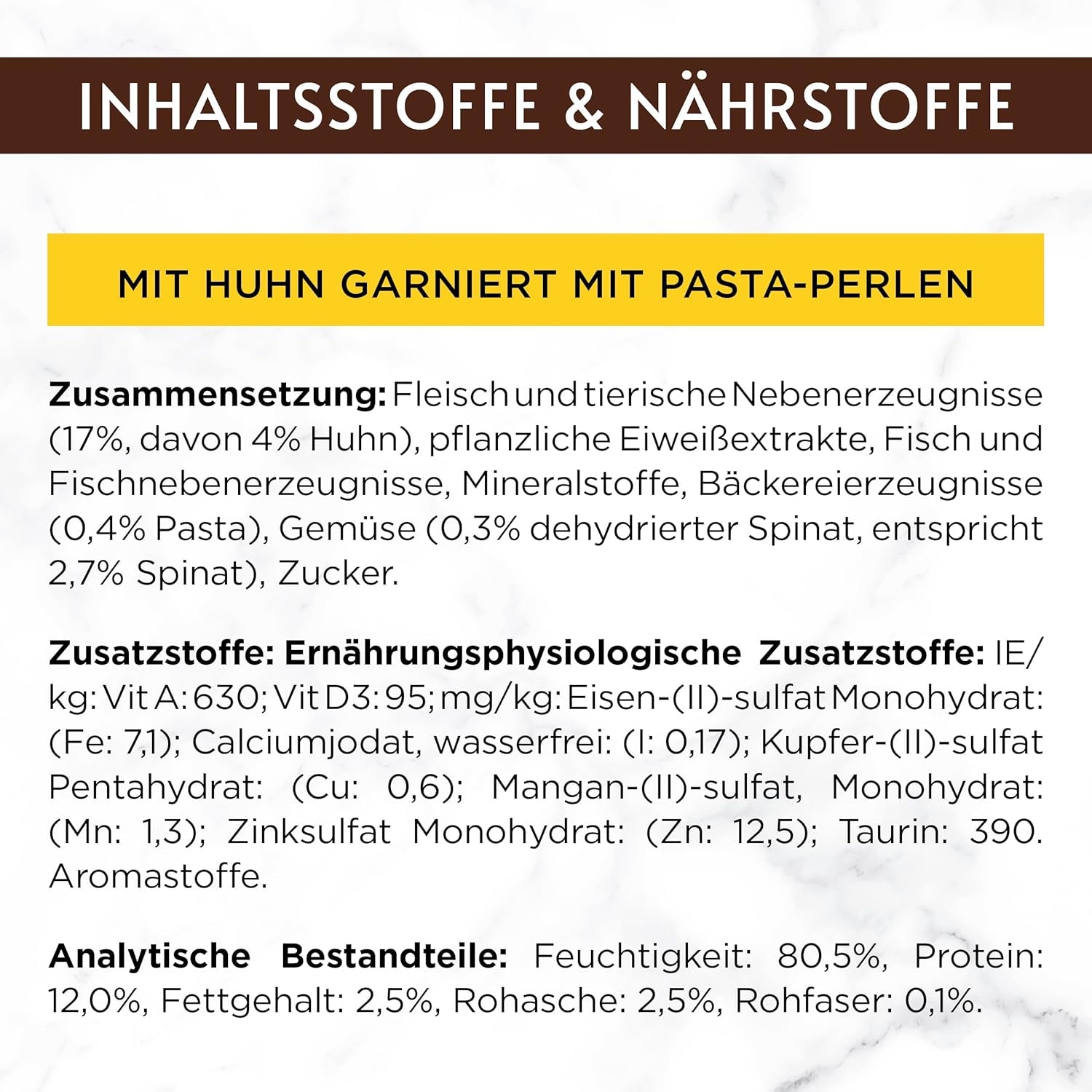 Nourriture humide pour chats Gourmet à la carte avec poulet, épinards et perles de pâtes, paquet de 26 (26 x 85 g)