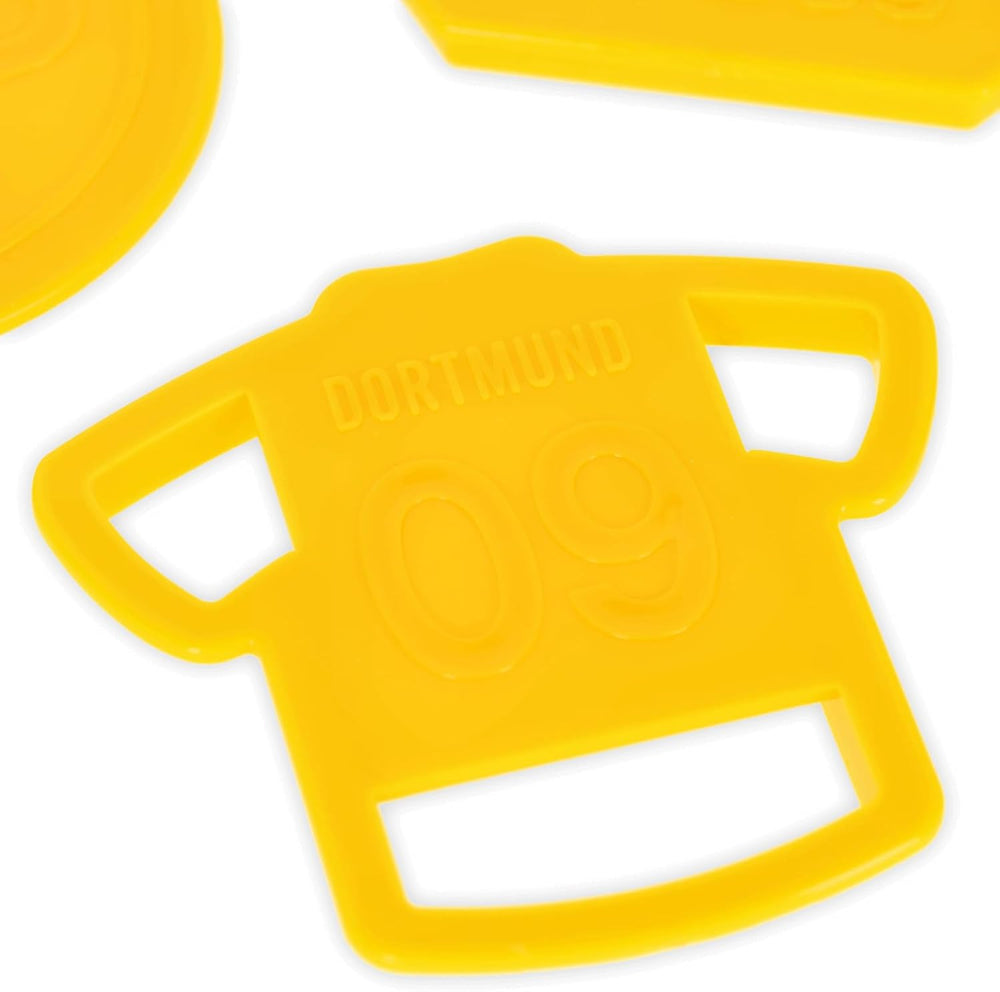 BVB Lot de 3 moules à biscuits, produit officiel du Borussia Dortmund, passe au lave-vaisselle, jaune