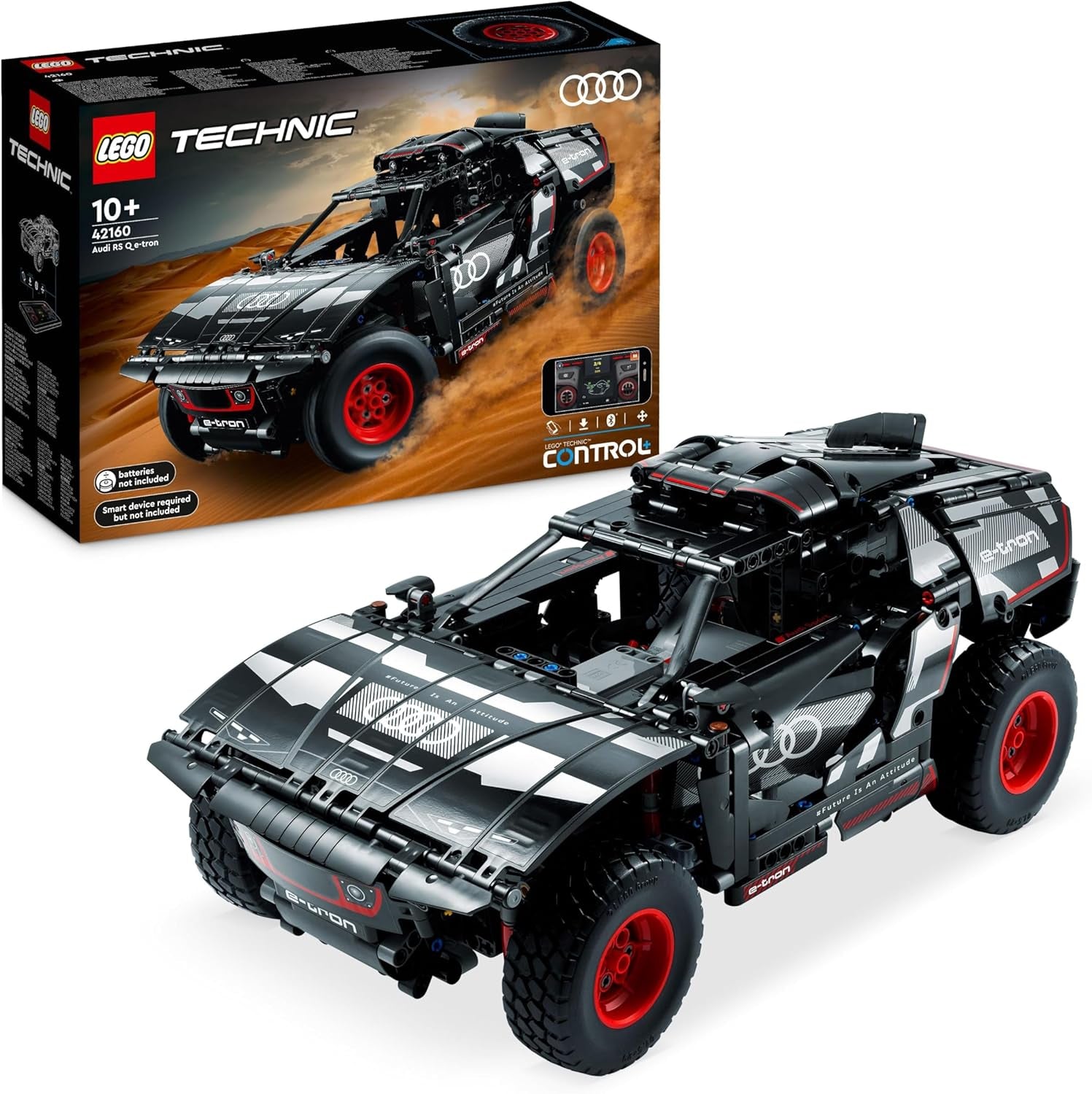 LEGO 42160 Technic Audi RS Q e-tron, véhicule de rallye automobile télécommandé, véhicule de rallye de rallye Dakar, pilote d'application RC avec Control+, conçu pour les jeunes, les filles et les fans à partir de 10 ans pour la construction