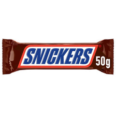 Barre de chocolat Snickers, cacahuètes et caramel, paquet de 5 barres | Snack-foot | (1x5x50g)