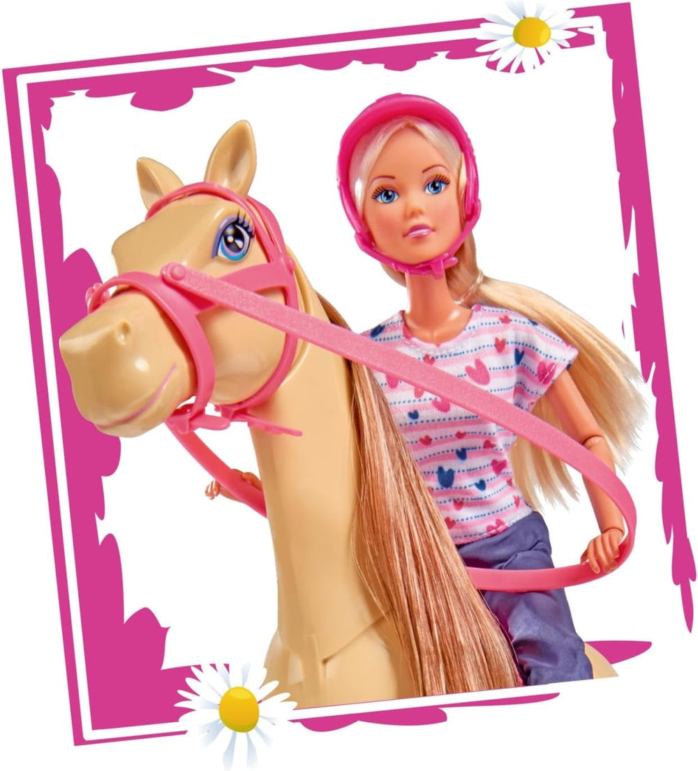 Simba 105730939 - Steffi Love Riding Tour, En tenue d'équitation, Avec 2 chevaux, Poupée entièrement articulée, Poupée à habiller, 29 cm, Pour les enfants à partir de 3 ans Poupées Naty Shop