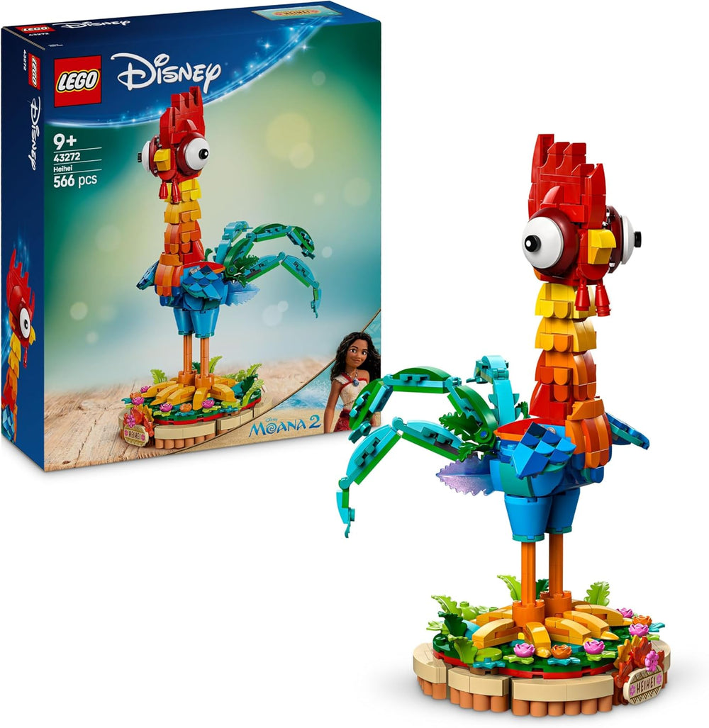LEGO ǀ Disney Vaiana 2 : Heihei Spielzeug - Figurine animale pour jouer et exposer avec tête rotative, ailes et plumes de queue mobiles et support - Cadeau pour les filles à partir de 9 ans - 43272