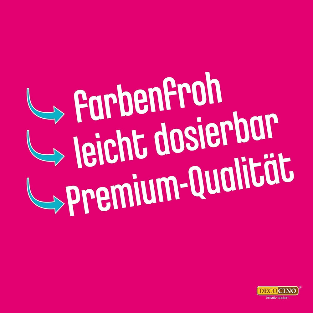 Decocino Neon Colorant Alimentaire Set - 3 Pièces - Rouge, Rose, Violet - Colorant Alimentaire Haute Dose - Pour Colorer Gâteaux, Muffins, Cupcakes - Sans Goût