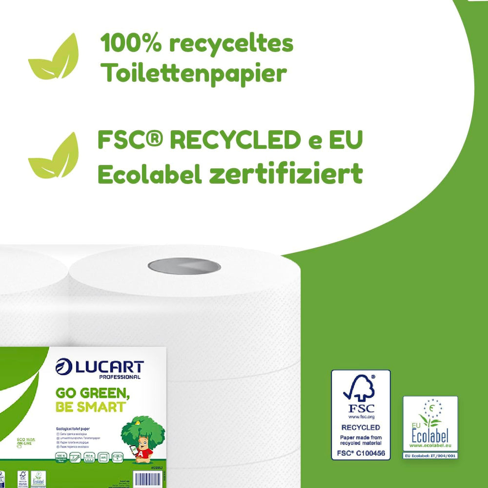 Rouleaux de papier toilette Jumbo Eco, 2 épaisseurs, crème nettoyante pour les mains avec formule nettoyante, hydratante et lissante - Parfum floral - 5 L, 6 pièces (1 paquet)