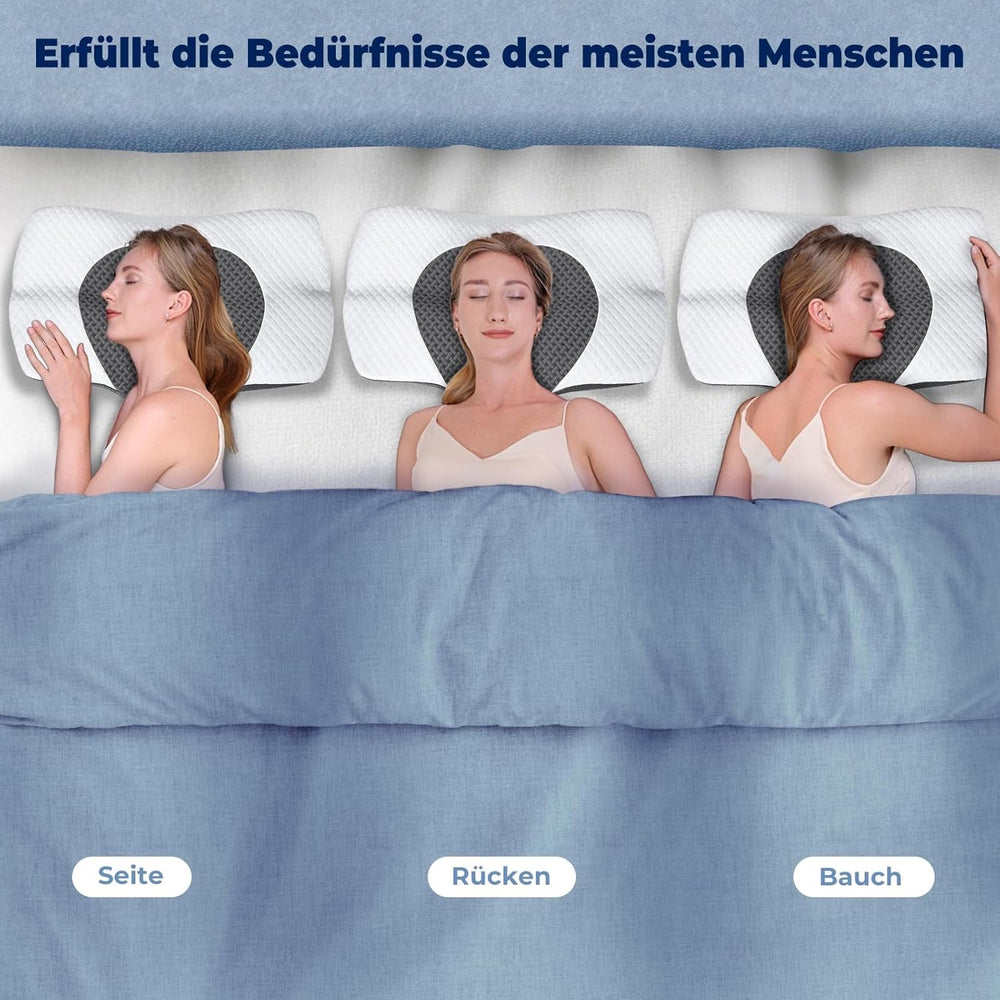 SAHEYER oreiller orthopédique oreiller de soutien de la nuque oreiller de tête, oreiller cervical ergonomique oreiller pour dormeur latéral 60 X 40 X 13/11 cm oreiller en mousse à mémoire de forme pour dormeur latéral, dos et ventre Oreillers orthopédiques cervicaux Naty Shop