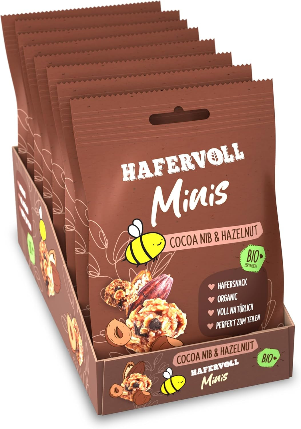 HAFERVOLL Minis Colza et Banane 8x 65g - Certifié bio, au miel, sans sucre ajouté, parfait à partager