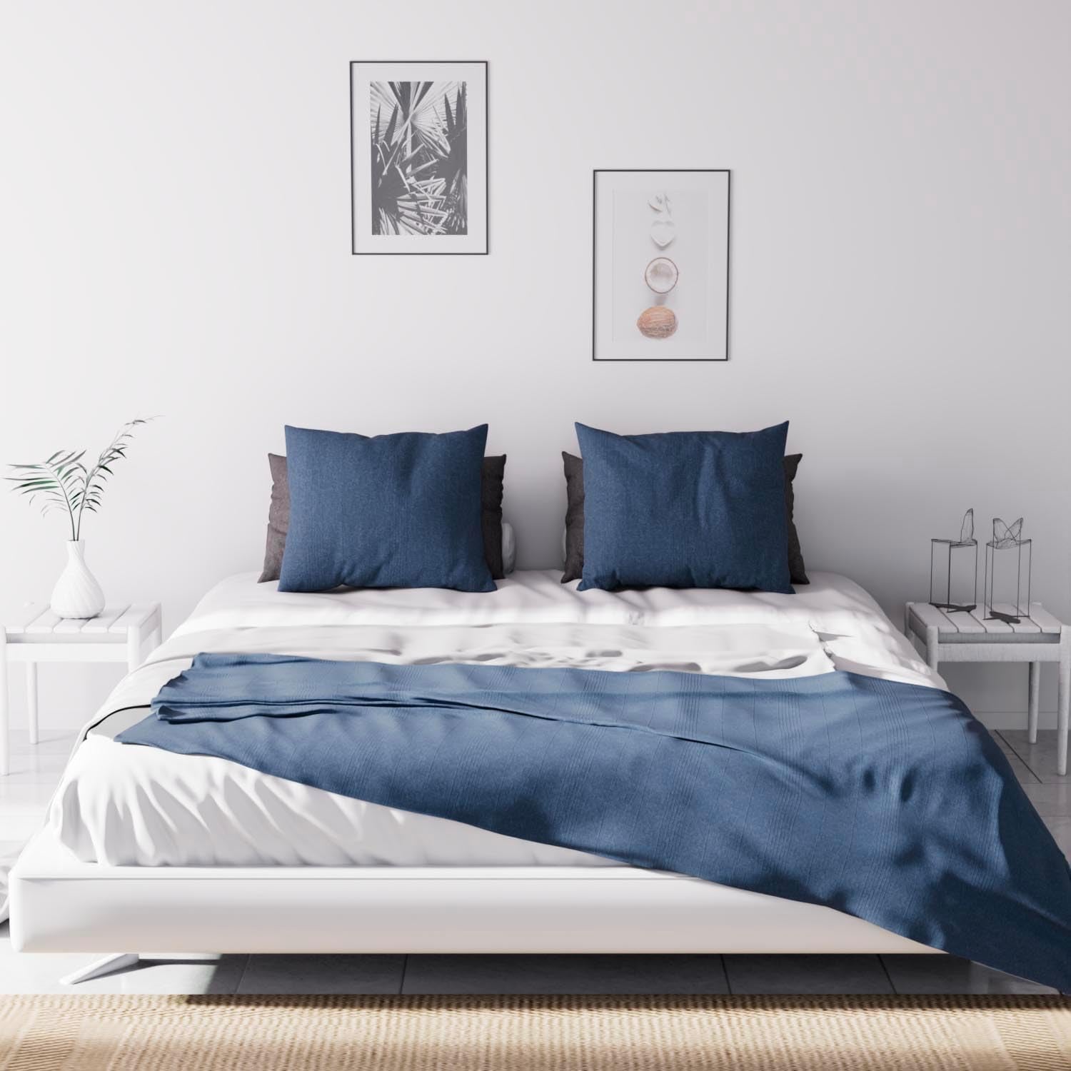 Soleil D'Ocre Adele, Acoperire Zigzag, Aruncată de pe canapea, Polycoton, Albastru, 220 X 240 Cm Plapumi si pilote Naty Shop